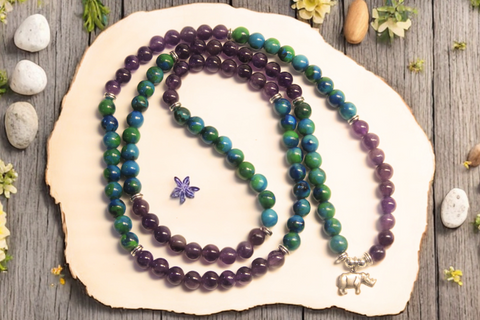 Amethyst & Chrysocolla Mala Beads