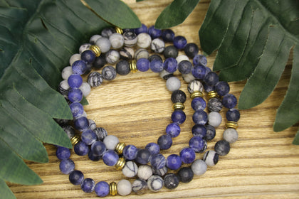 Sodalite Picasso Jasper Mala Beads